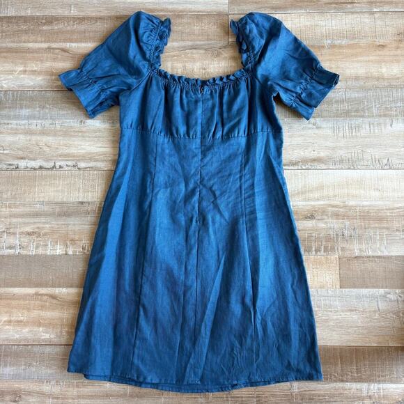 Reformation Robles Blue Linen Mini Dress Size 8 - Picture 6 of 9